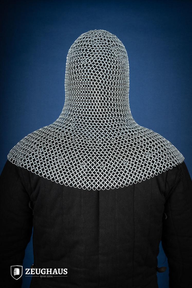 10mm Galvanized Chainmail Hood with Round Rings - Medieval Armor, LARP Costume & Renaissance Faire Accessory