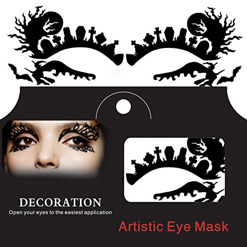 ERCZYO Ghost Witch Spider Halloween Eye Tattoo Sticker - Squishy Lace Fretwork Papercut Masquerade Makeup Decals for Costume Parties, Cosplay & Spooky Events