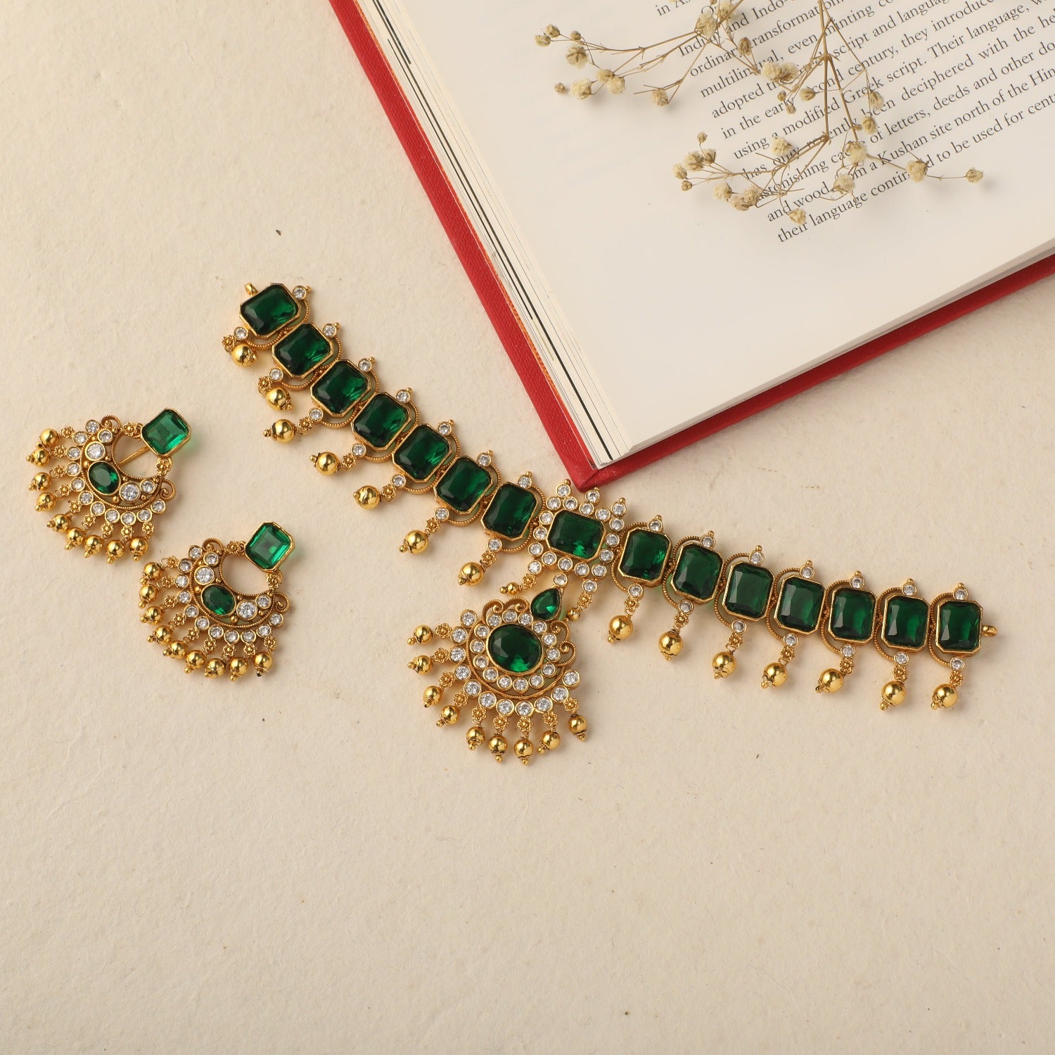 Emerald Shine CZ Choker Set - Elegant Cubic Zirconia Necklace for Women | Perfect for Parties, Weddings & Special Occasions
