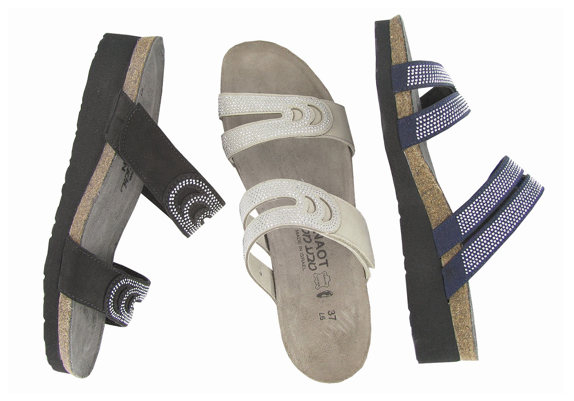 Naot Ainsley Women's Leather Comfortable Cushioned Sandals Slides - Perfect for Summer Walking, Beach Vacation & Casual Outfits