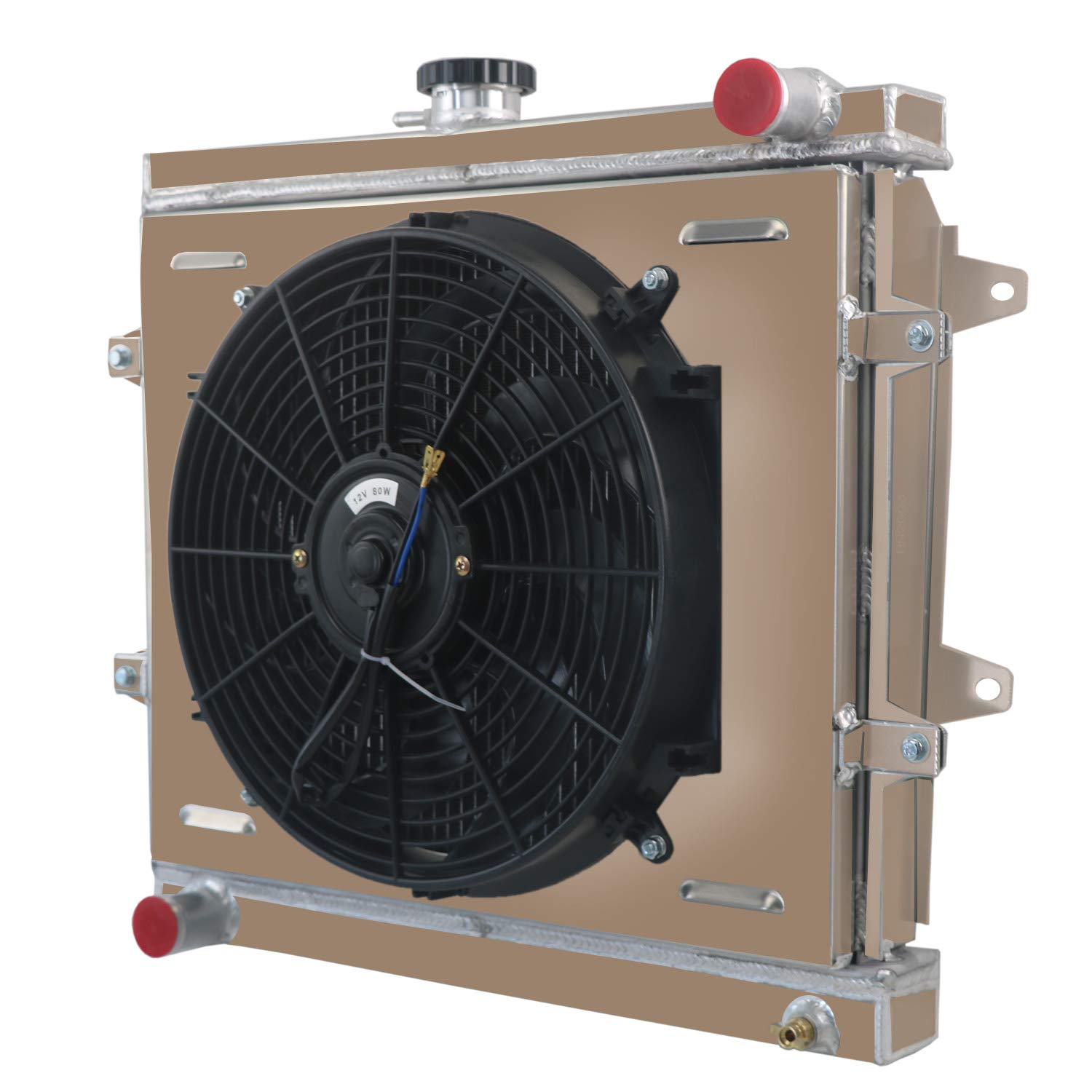 AlloyWorks 3-Row Aluminum Radiator with Shroud Fan & Relay Kit for 1984-1995 Toyota Pickup DLX 4Runner SR5 2.4L L4 Engine - Perfect for Off-Roading, Towing & High-Performance Cooling
