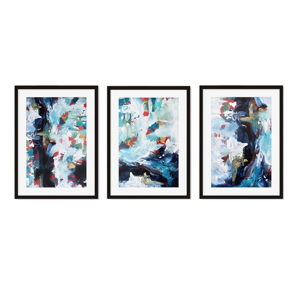 Ocean Waves Print Set of 3 - Coastal Wall Art Decor for Living Room, Bedroom & Office - Beach Themed Canvas Paintings for Home Decor