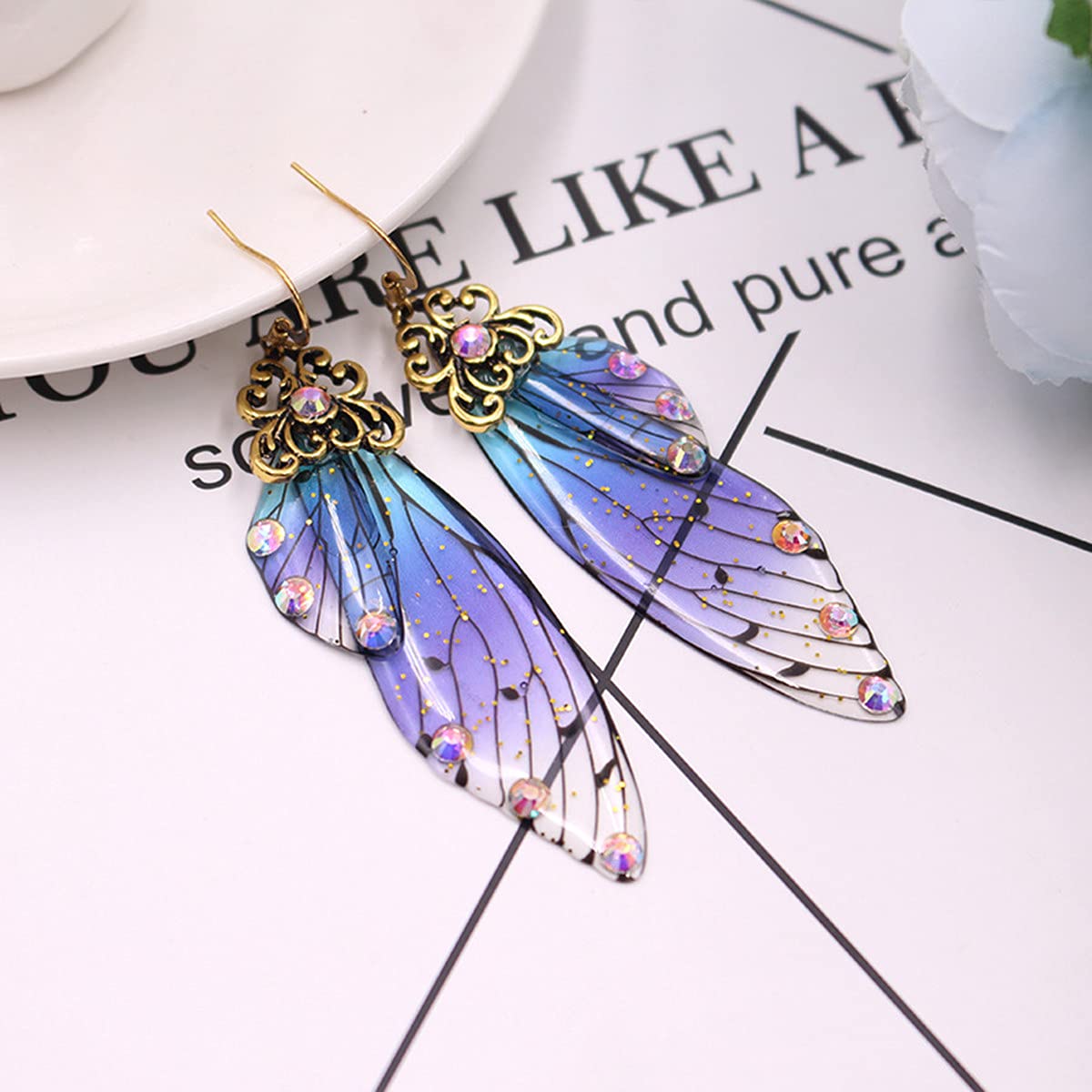 Vibrant Acrylic Butterfly & Dragonfly Wing Dangle Earrings for Women – Lightweight Long Thick Statement Jewelry | Perfect for Weddings, Birthdays, Parties & Everyday Wear