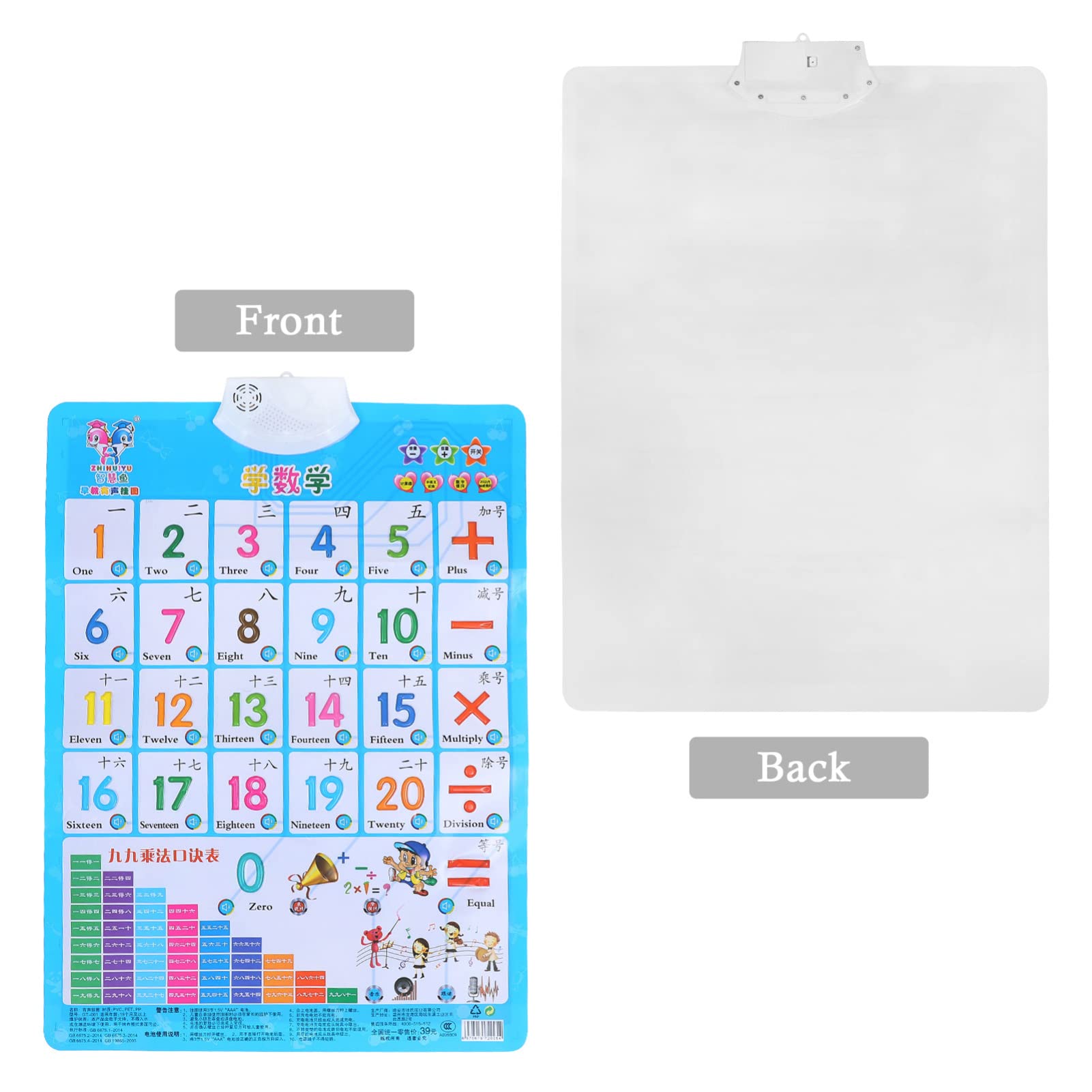 iBasenice 2-Pack Early Learning Talking Wall Charts - Electronic Alphabet & Number Educational Toys for Toddlers | Interactive PVC Wall Posters with Voice for Kids | Perfect for Homeschooling & Preschool Classrooms