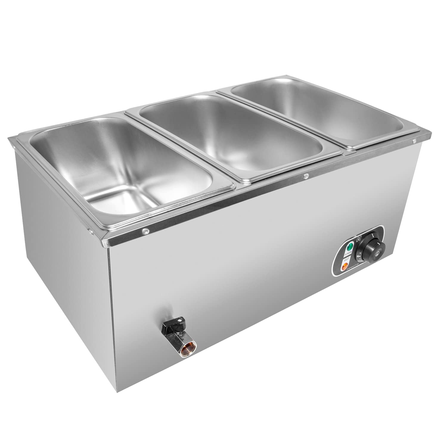 ALDKitchen Electric Bain Marie Steam Warmer - 3-Tank Stainless Steel Buffet Food Warmer (110V) for Restaurants, Catering & Home Kitchen Use