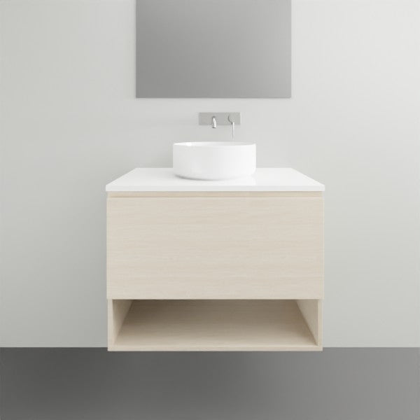 ADP Glacier Lite Shelf Slim Vanity with Solid Surface Top - Modern Bathroom Storage Solution for Small Spaces, Perfect for Makeup Organization and Bathroom Essentials