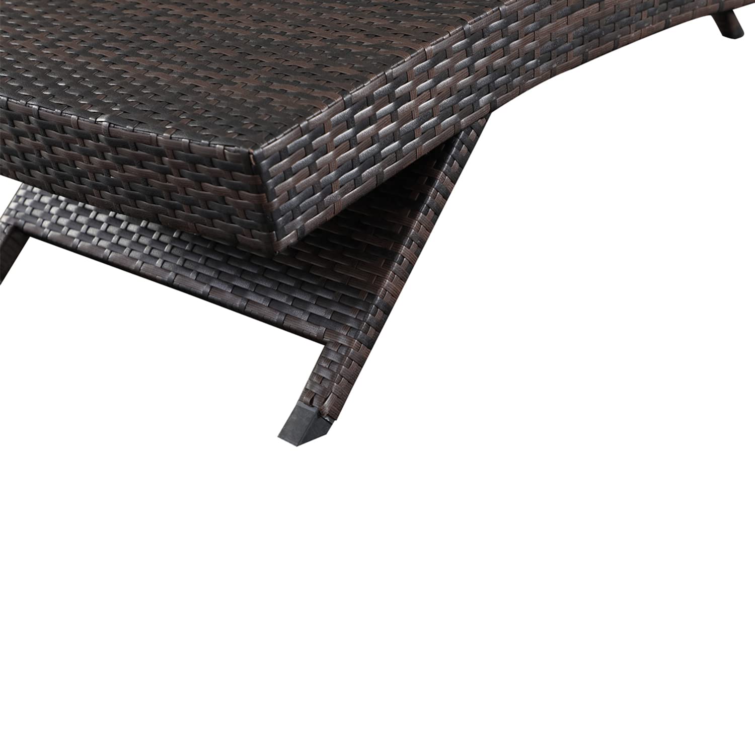 PE Rattan Adjustable Backrest Chaise Lounge Set with Side Table - 2-Piece Outdoor Patio Furniture for Poolside, Beach & Sunbathing - Durable Wicker Recliner Chairs with Coffee Table for Backyard, Garden & Resort Relaxation