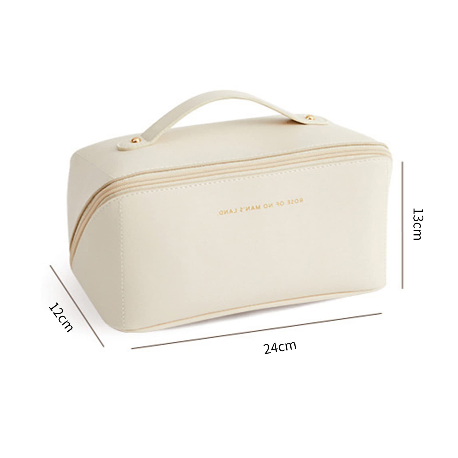 Large Capacity Travel Cosmetic Bag for Women - Waterproof Makeup Organizer with Handle & Divider, Portable Toiletry Pouch for Vacation, Gym, Business Trips & Daily Use (Tan)