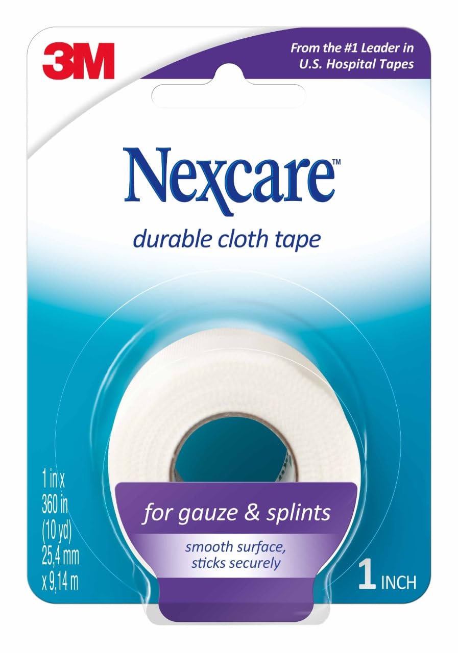 Nexcare Durable Cloth Tape 1 Inch x 10 Yards - Waterproof First Aid Tape for Wound Care, Sports Injuries & Bandage Securing