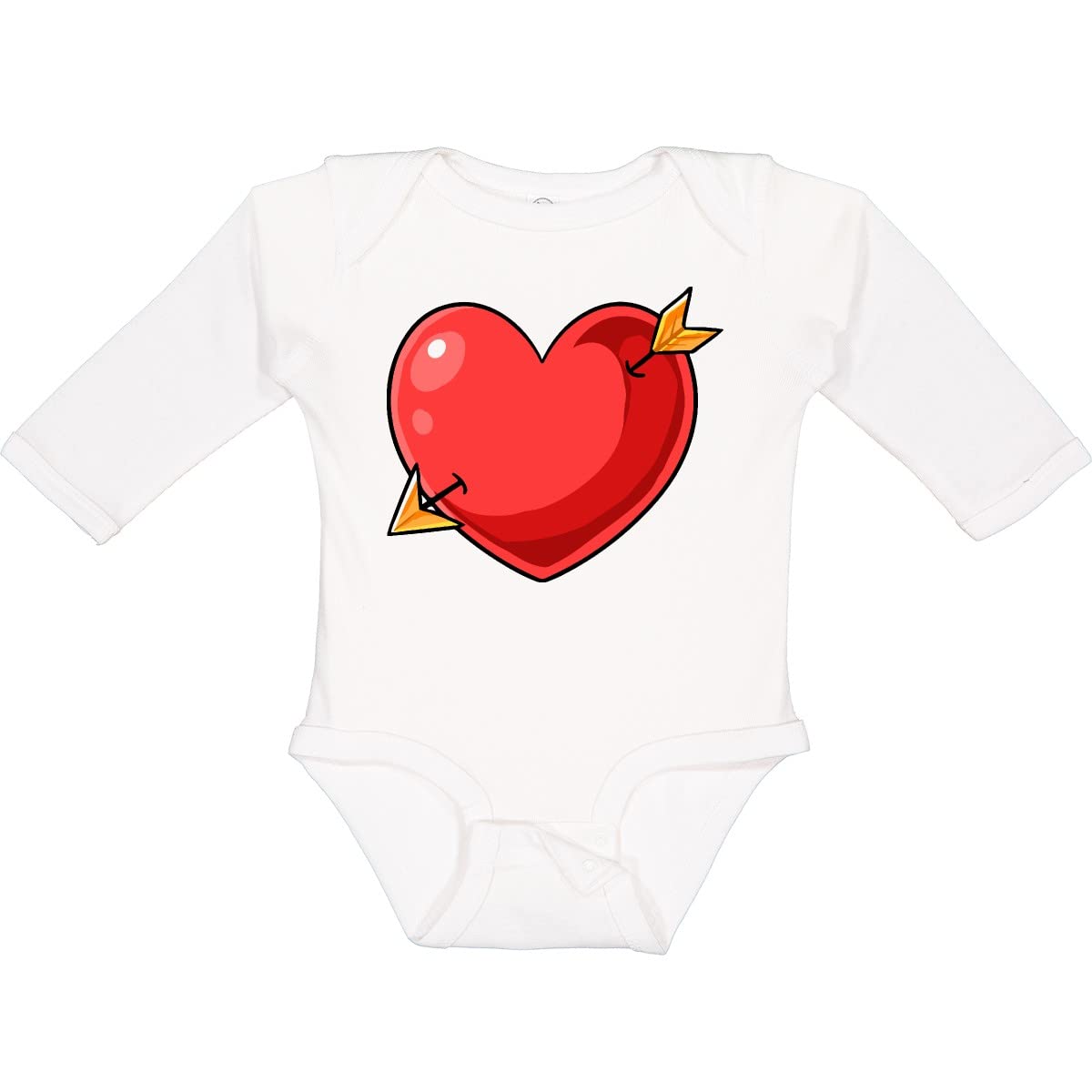 Inktastic Red Heart with Arrow Long Sleeve Baby Bodysuit - Cute Valentine's Day Outfit for Newborns & Infants - Perfect for Family Photos, Holiday Gifts & Special Occasions