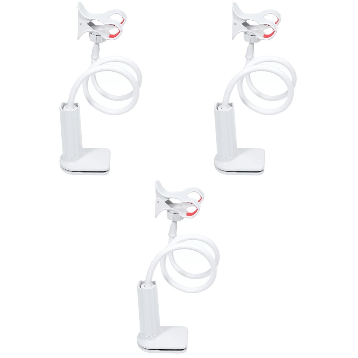 NUOBESTY 3-Pack Spiral Phone Stand Holder - Adjustable Car & Home Phone Mount Clip, White - Perfect for Desk, Bedside, Kitchen Counter & Dashboard Use