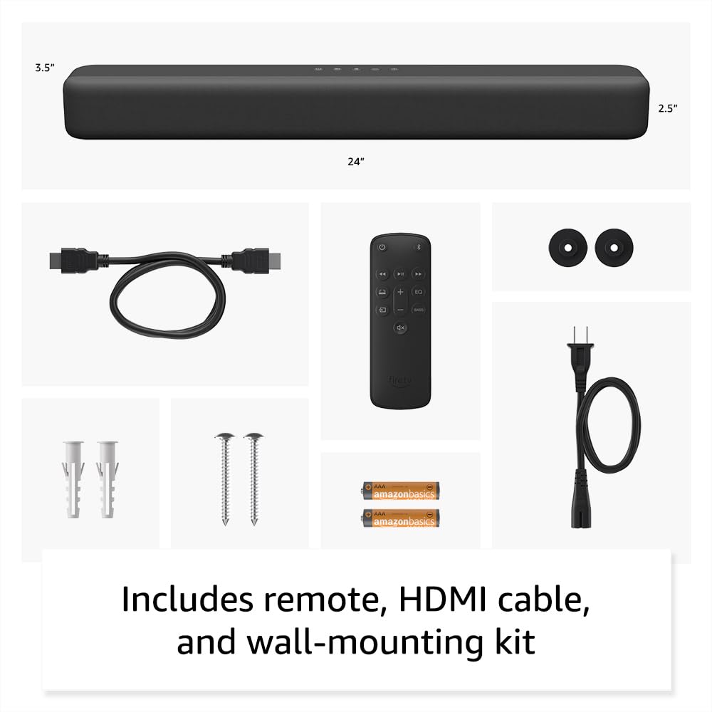 Amazon Fire TV Soundbar with Dolby Audio - 2-Year Extended Warranty - Perfect for Home Theater & Streaming Entertainment