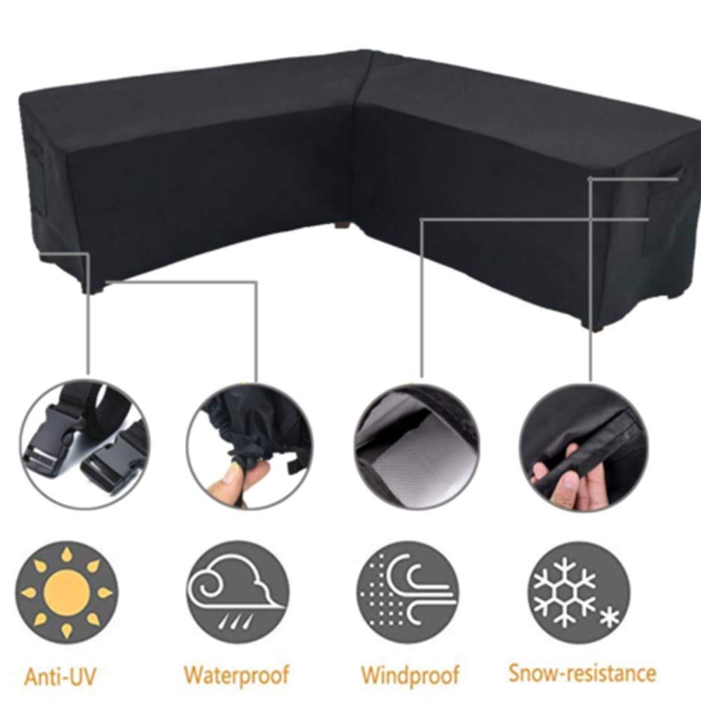 Waterproof V-Shaped Sectional Sofa Cover for Outdoor Patio Furniture - 215x215x87cm - Durable Garden Couch Protector for All Weather Protection | Perfect for Backyard, Deck, and Poolside Use