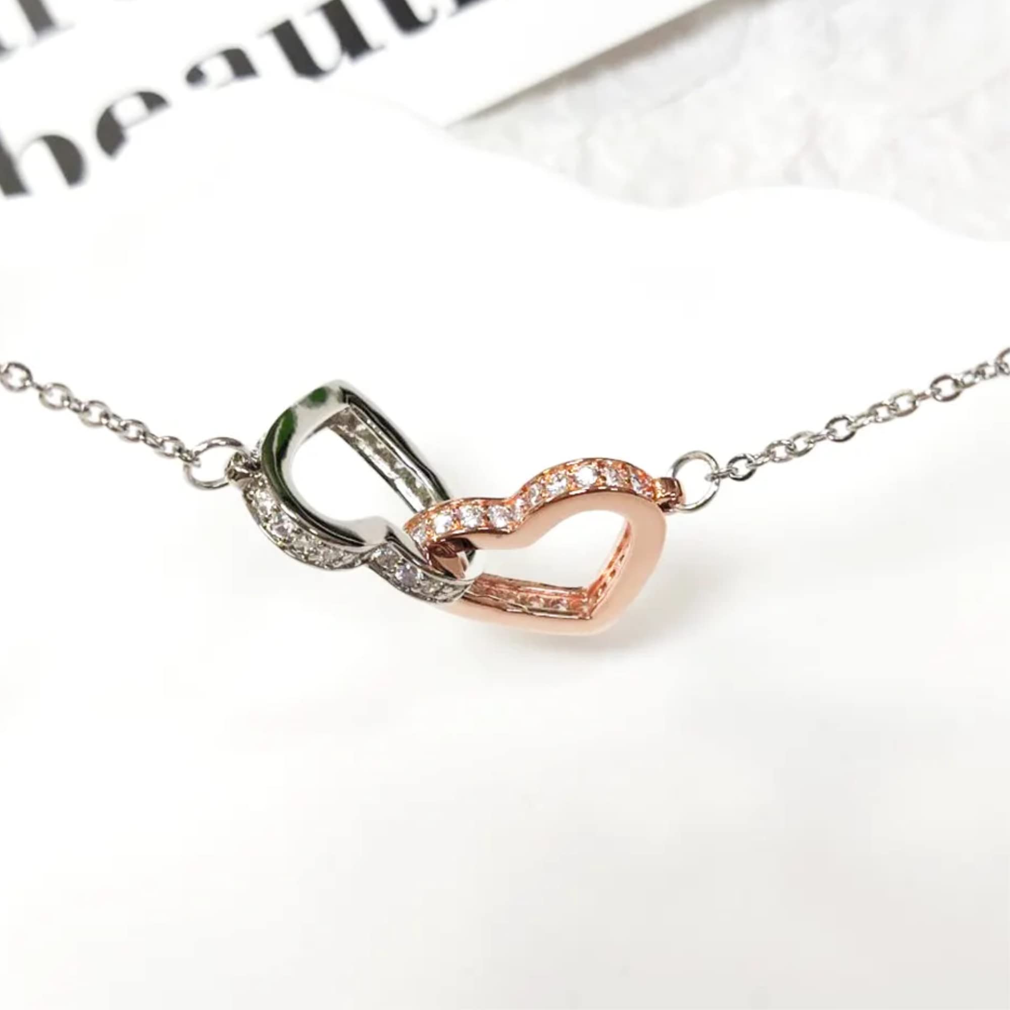 Quinceanera Gifts for 15 Year Old Girls - Sterling Silver Interlocking Heart Necklace with Engraved Message Card | Sweet 15 Birthday Present, Quinceañera Jewelry Gift Idea | Perfect for Quince Años Celebrations, Graduation & Special Occasions