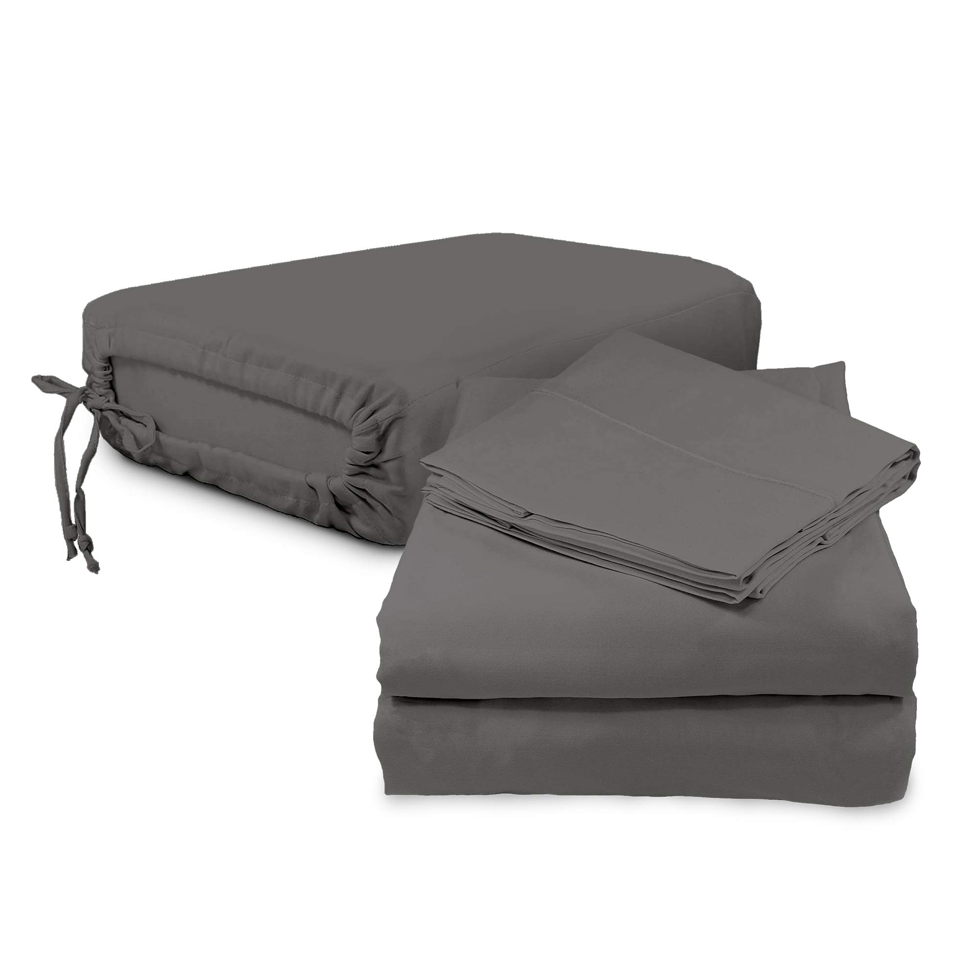 Whisper Organics 100% Organic Cotton Sheets Set - 300 Thread Count, GOTS Certified, Deep Pocket, Twin Size, Dark Grey - Premium Soft Bedding for Luxurious Sleep & Hotel-Style Comfort
