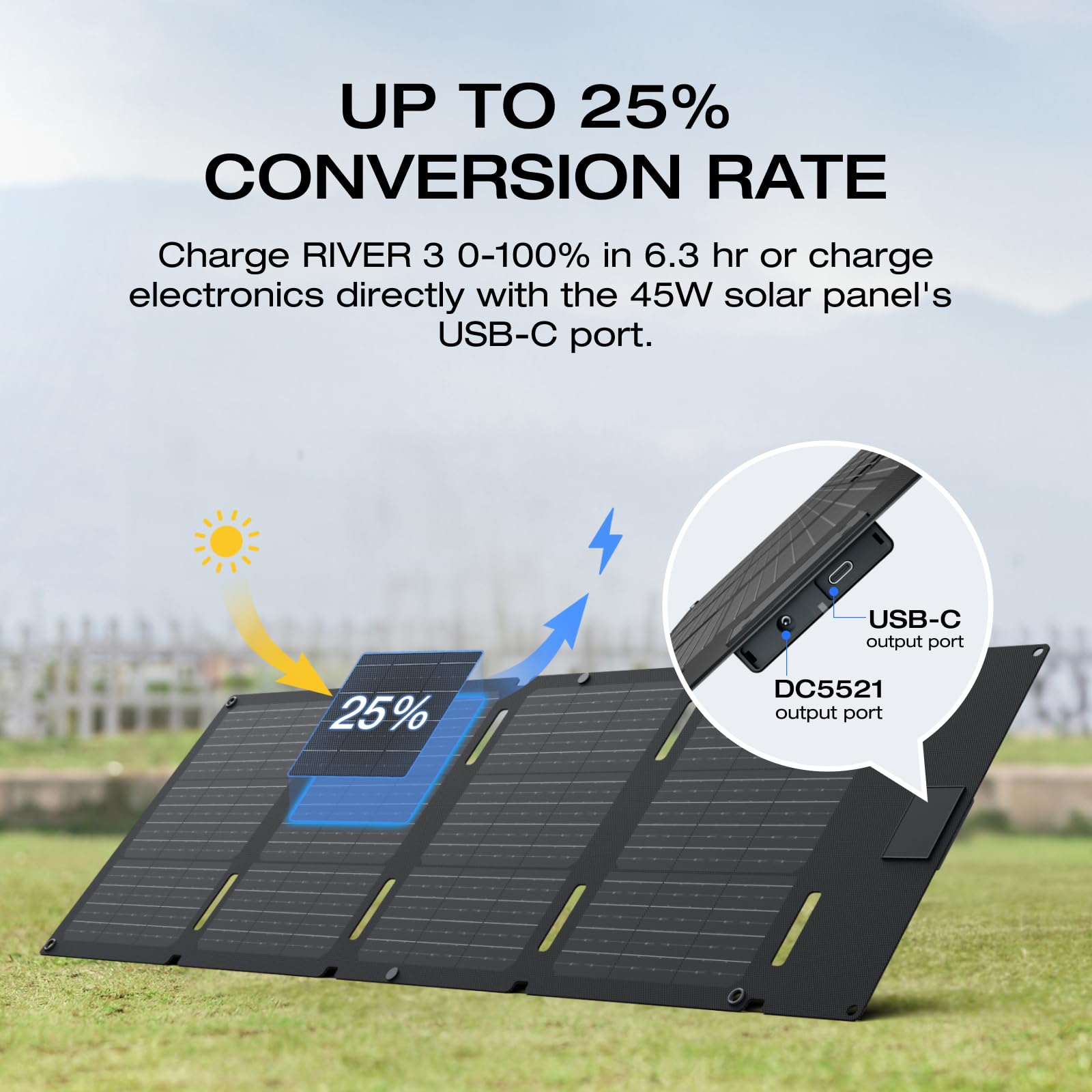 EF ECOFLOW RIVER 3 Portable Power Station with 45W Solar Panel | 245Wh LiFePO4 Battery | 300W (600W Surge) AC Output | <20ms UPS | 1Hr Fast Charging | Solar Generator for Camping, RV Trips, Emergency Backup & Outdoor Adventures