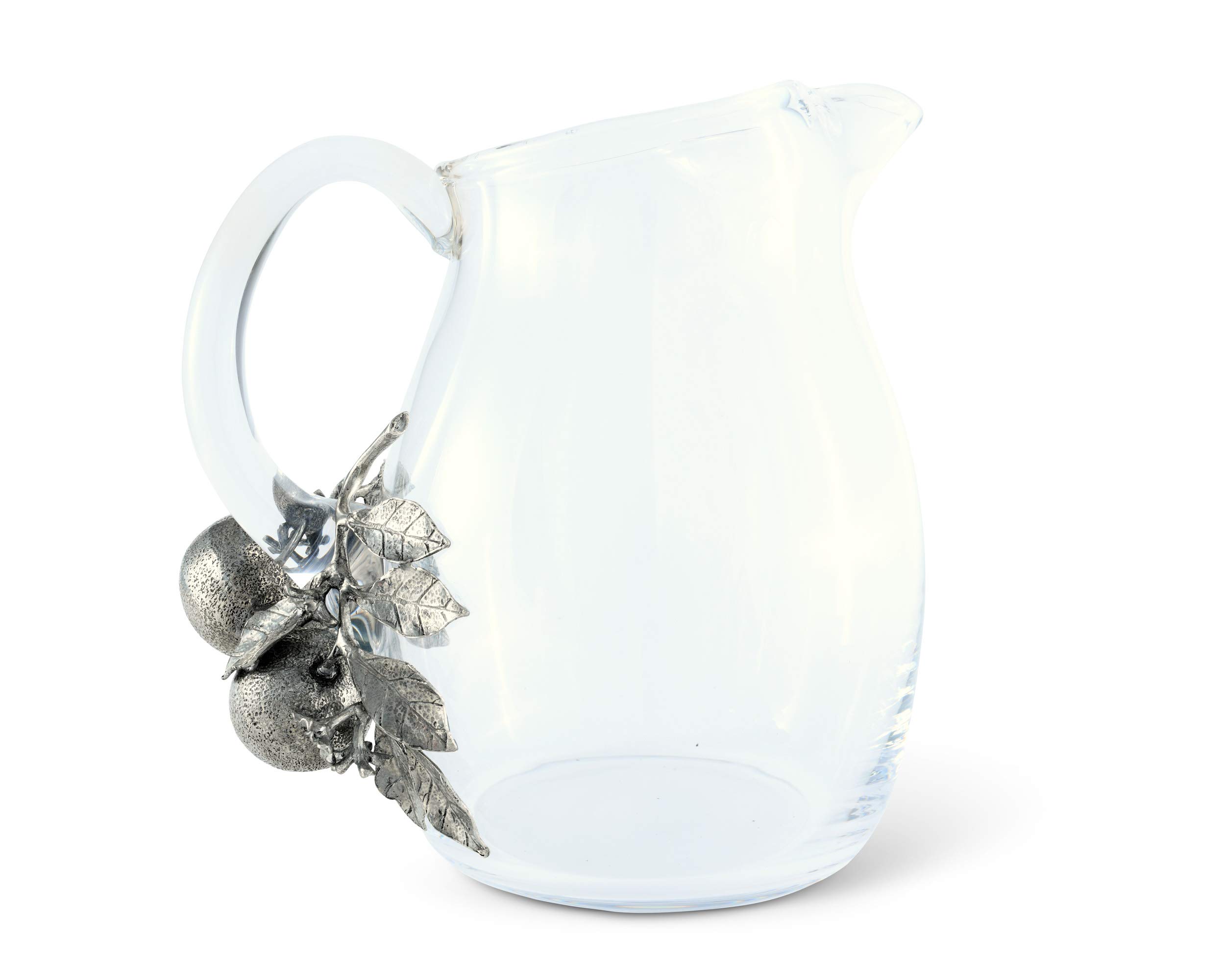 Vagabond House 72 oz Glass Pitcher with Orange Blooms Design - Perfect for Serving Cold Water, Iced Tea, Juice & Beverages | Elegant 8-Inch Tall Pitcher for Parties, Dining & Home Decor