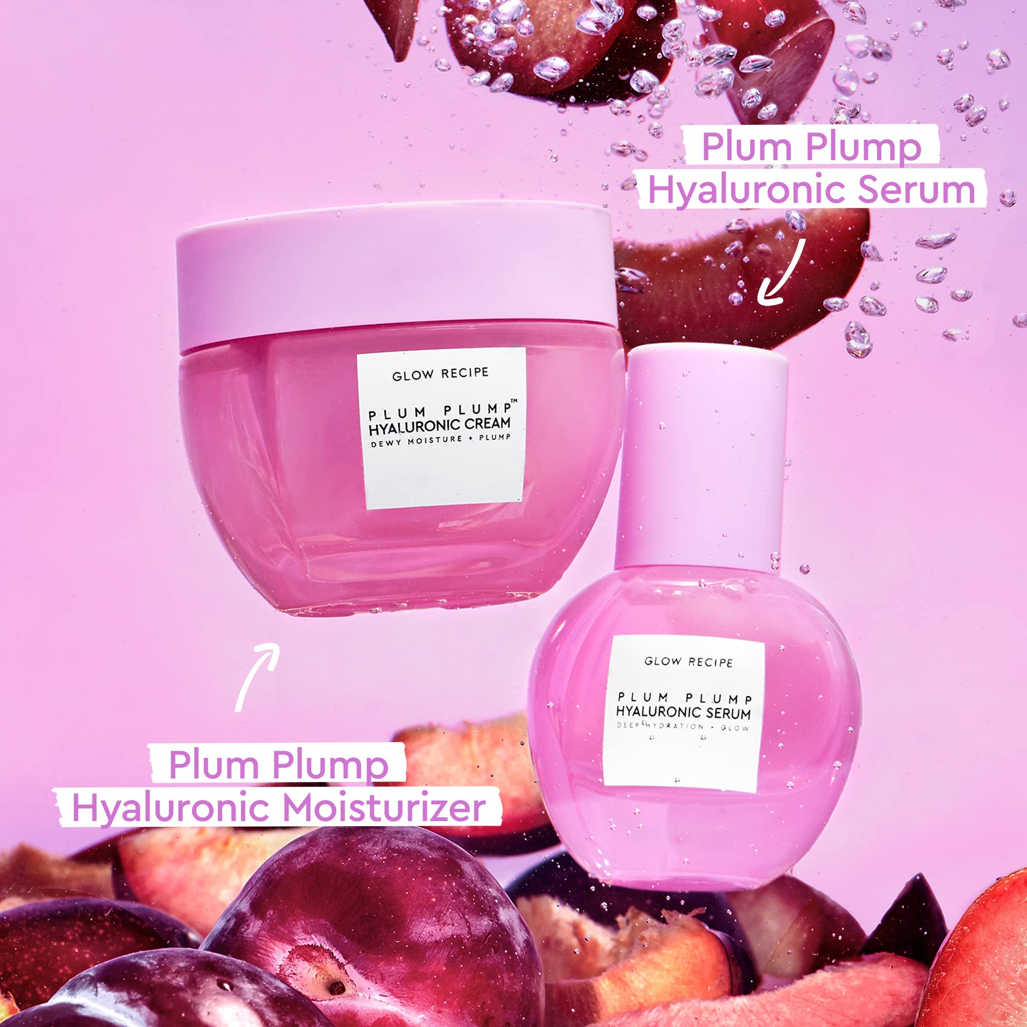 Glow Recipe Hydration Vacation Skincare Set - Plum Plump Hyaluronic Acid Moisturizer & Face Serum with Antioxidant Plum & Vitamin B5 for Skin Barrier Repair & Deep Hydration (2-Piece Set) | Perfect for Dry Skin Care Routine, Travel Skincare Essentials & Daily Moisturizing Regimen