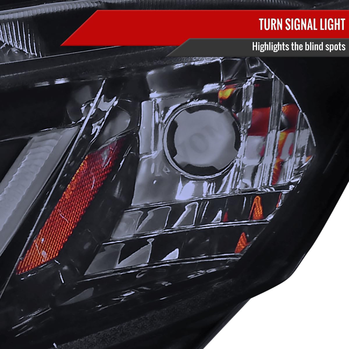 Glossy Black Smoke Projector Headlights with LED Bar for 2012-2015 Honda Civic - Upgrade Your Night Driving & Style (Perfect for Street Racing, Car Shows, and Night Commutes)