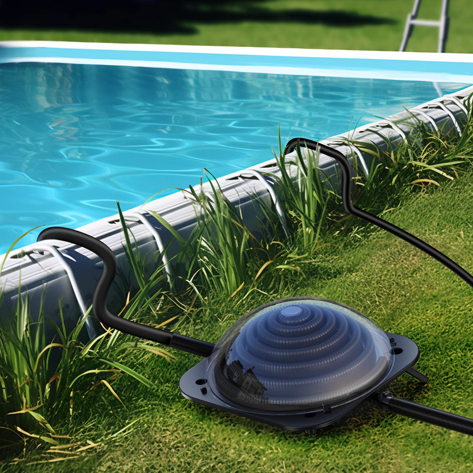 Efficient Solar Pool Heater for Above Ground & Inground Pools - Leakproof Hose, Durable Domed Design - Perfect for Home Outdoor Swimming & Year-Round Warm Water Enjoyment