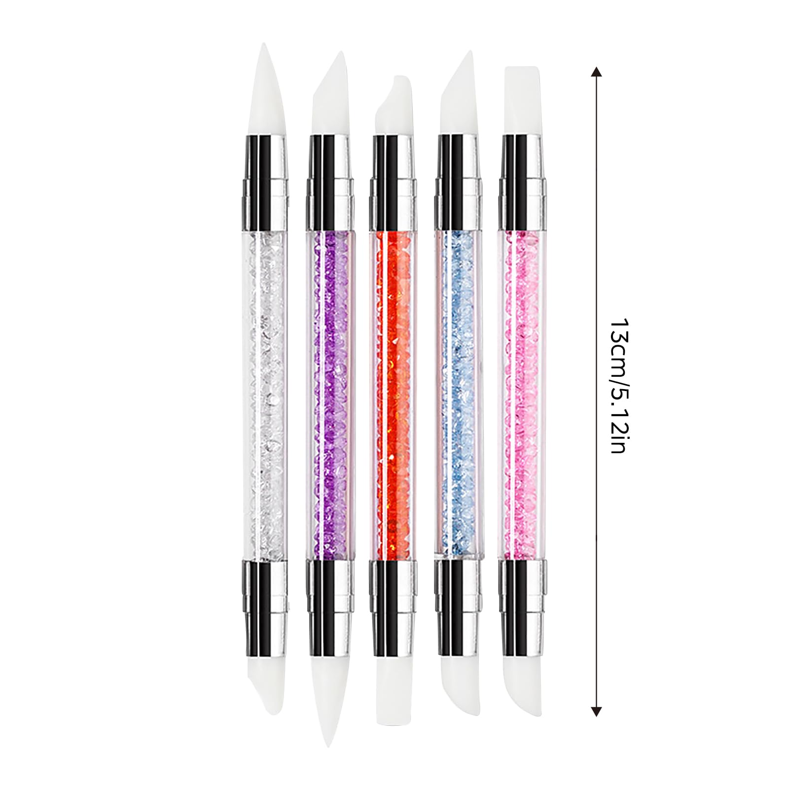 5 Pcs Rhinestone Nail Art Tools Set - Silicone Sculpture Pens & Polish Brushes for Professional Salon & DIY Nail Designs | Perfect for Gel, Acrylic Nails & 3D Nail Art