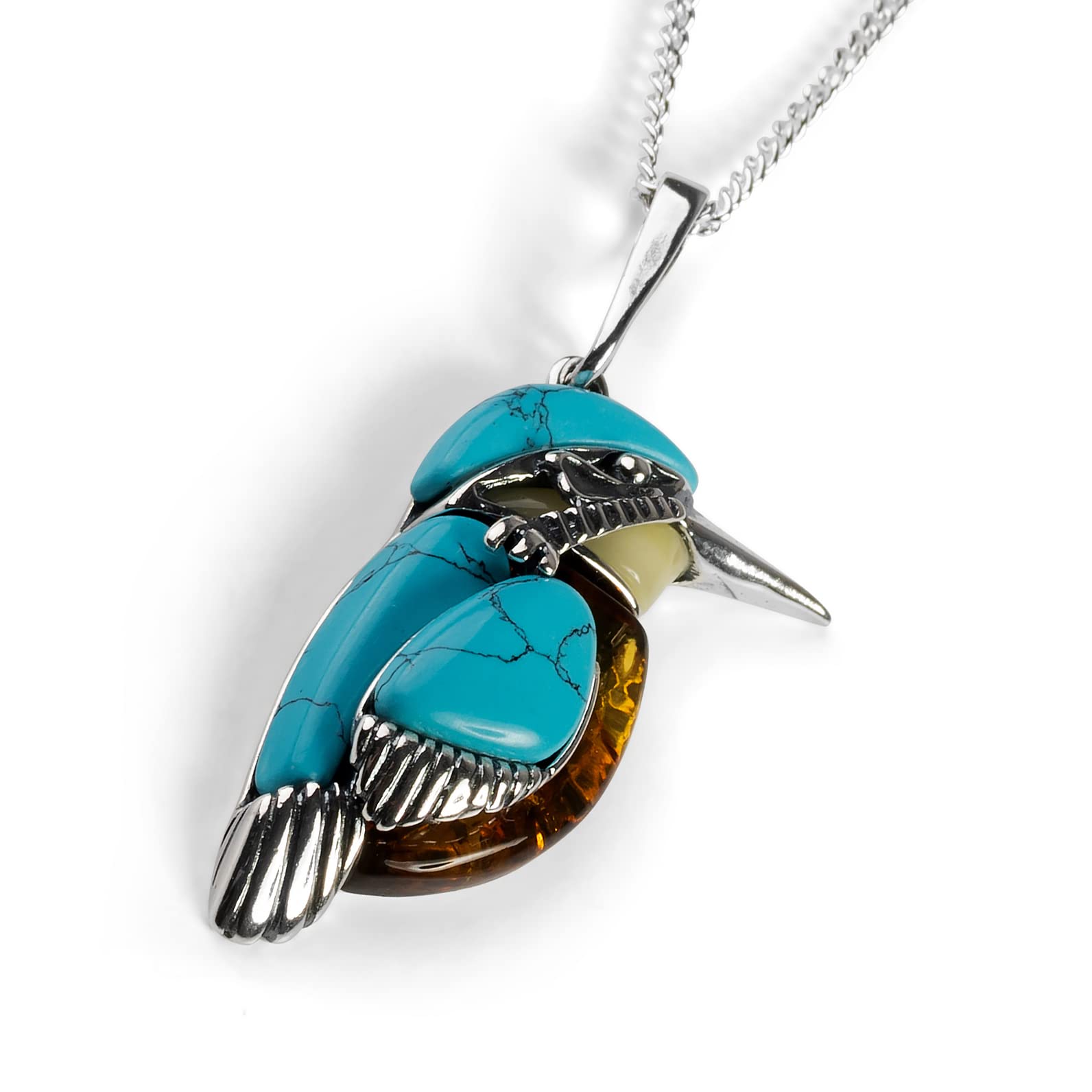 HENRYKA Kingfisher Bird Jewelry - Sterling Silver Pendant Necklace | Elegant Statement Piece for Women | Perfect Gift for Birthdays, Anniversaries & Special Occasions