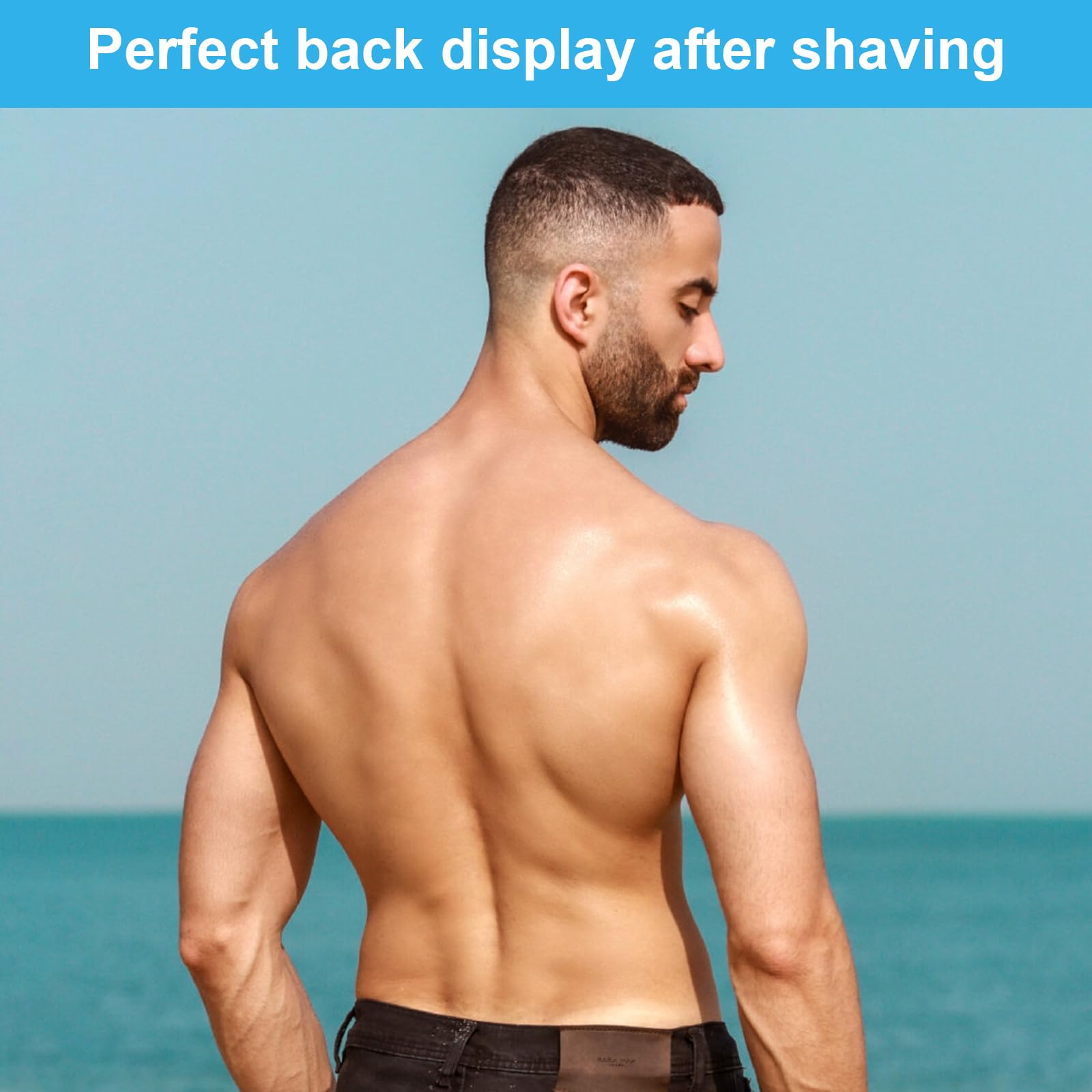 Men's Back Razor & Body Hair Trimmer - 10 Replacement Blades, Foldable Back Hair Remover for Wet/Dry Shaving | Effective Back Shaving Tool for Smooth Skin | Perfect for Home Use, Travel & Grooming Kits