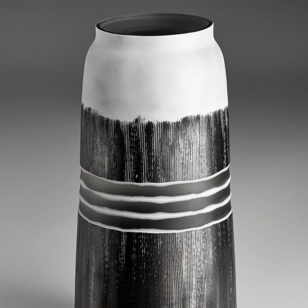 Cyan Design 10855 Borneo Vase - Small Black and White Ceramic Vase for Home Decor, Wedding Centerpiece, or Gift Idea