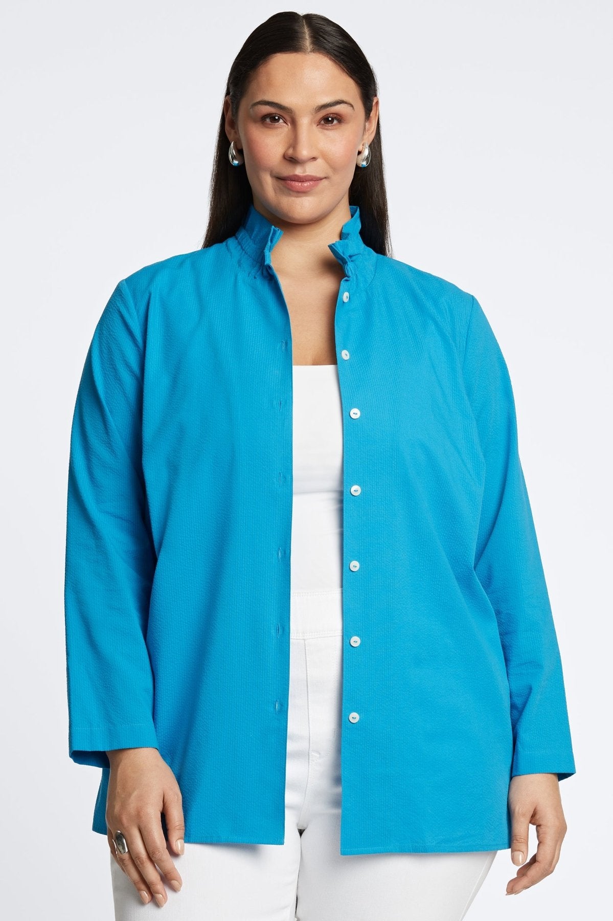 Carolina Plus Seersucker Long Sleeve Shirt Jacket for Men - Lightweight Summer Blazer - Perfect for Beach Weddings, Outdoor Parties & Business Casual Wear