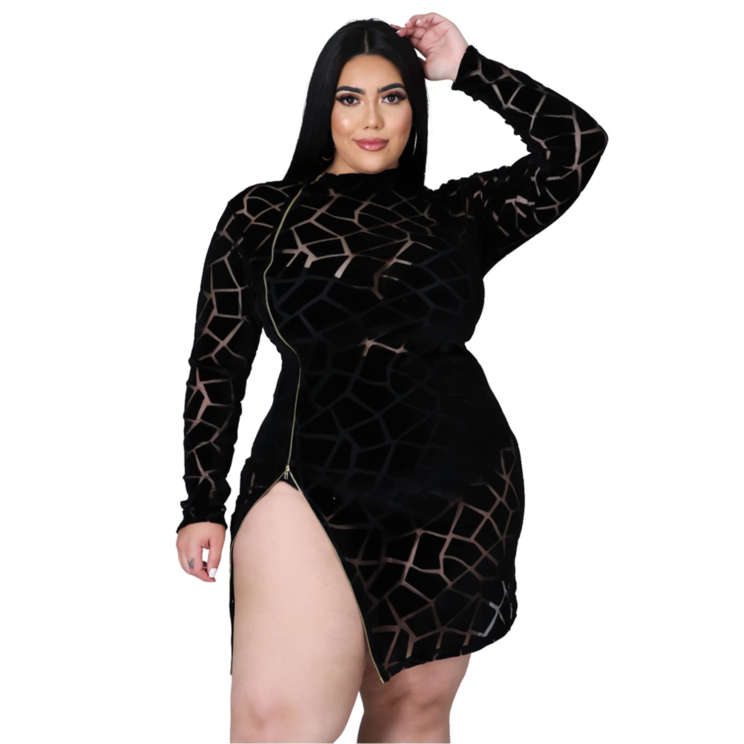 Ranfare Women's Sexy Plus Size Bodycon Midi Dress - XXL to 5XL, Stretchy Clubwear for Night Out, Party & Date Night | Flattering Figure-Hugging Design