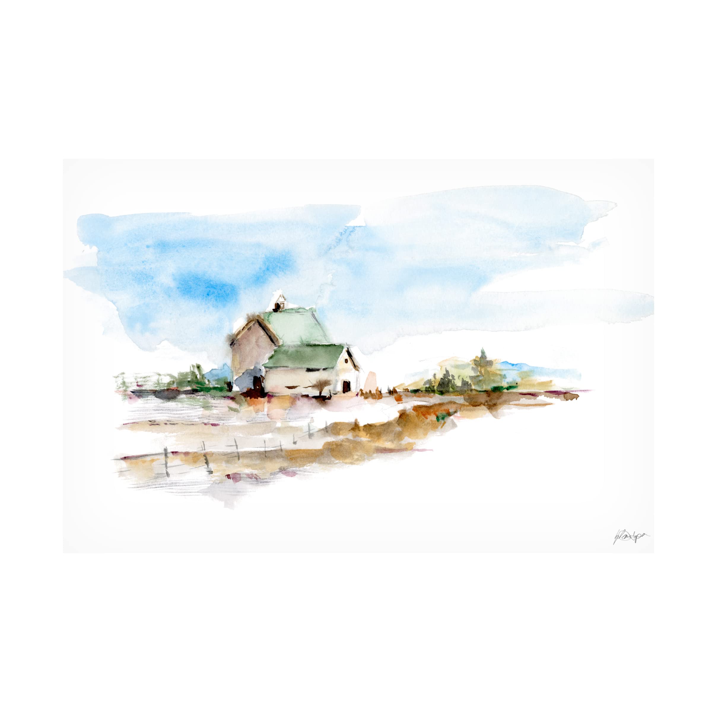 Ethan Harper 'Prairie Farmhouse I' Canvas Wall Art Print - Country Farmhouse Decor for Living Room, Bedroom & Office | Trademark Fine Art Collection