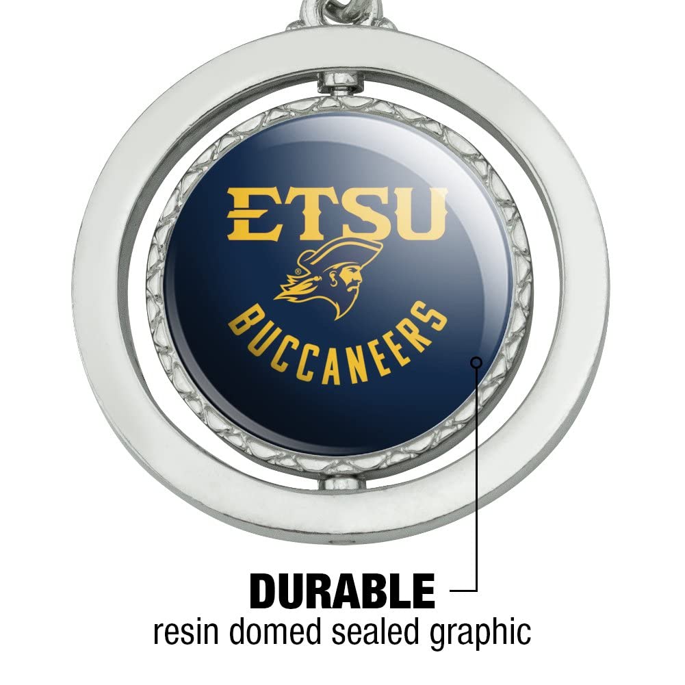 ETSU Buccaneers Keychain - Spinning Round Chrome Plated Metal Key Ring - Perfect for Gifts, School Spirit, and Game Day Accessories