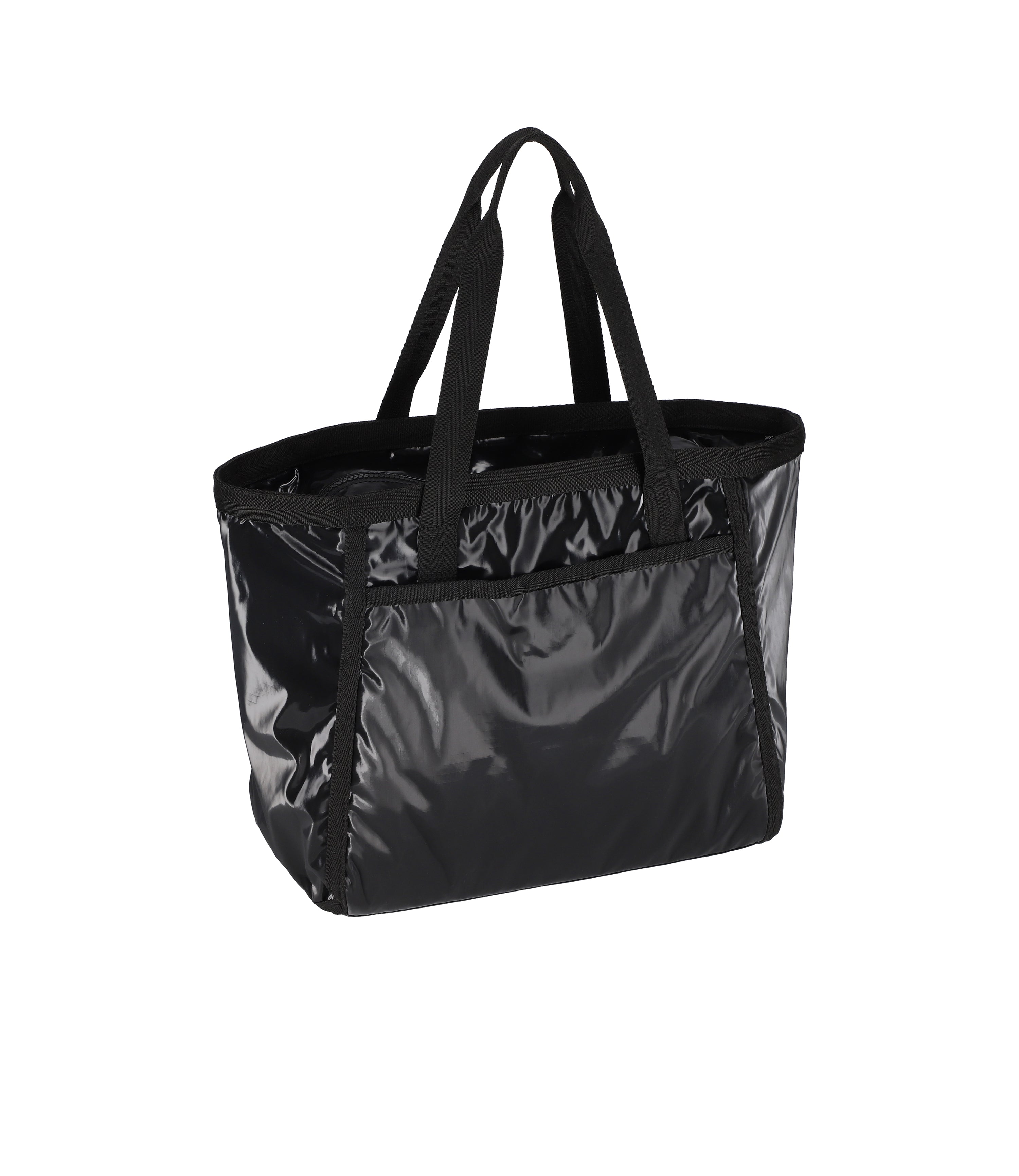 Medium Zip Tote Bag - Black Shine Waterproof Crossbody Handbag for Women, 1420 M135 Model | Perfect for Work, Travel, Gym & Daily Use