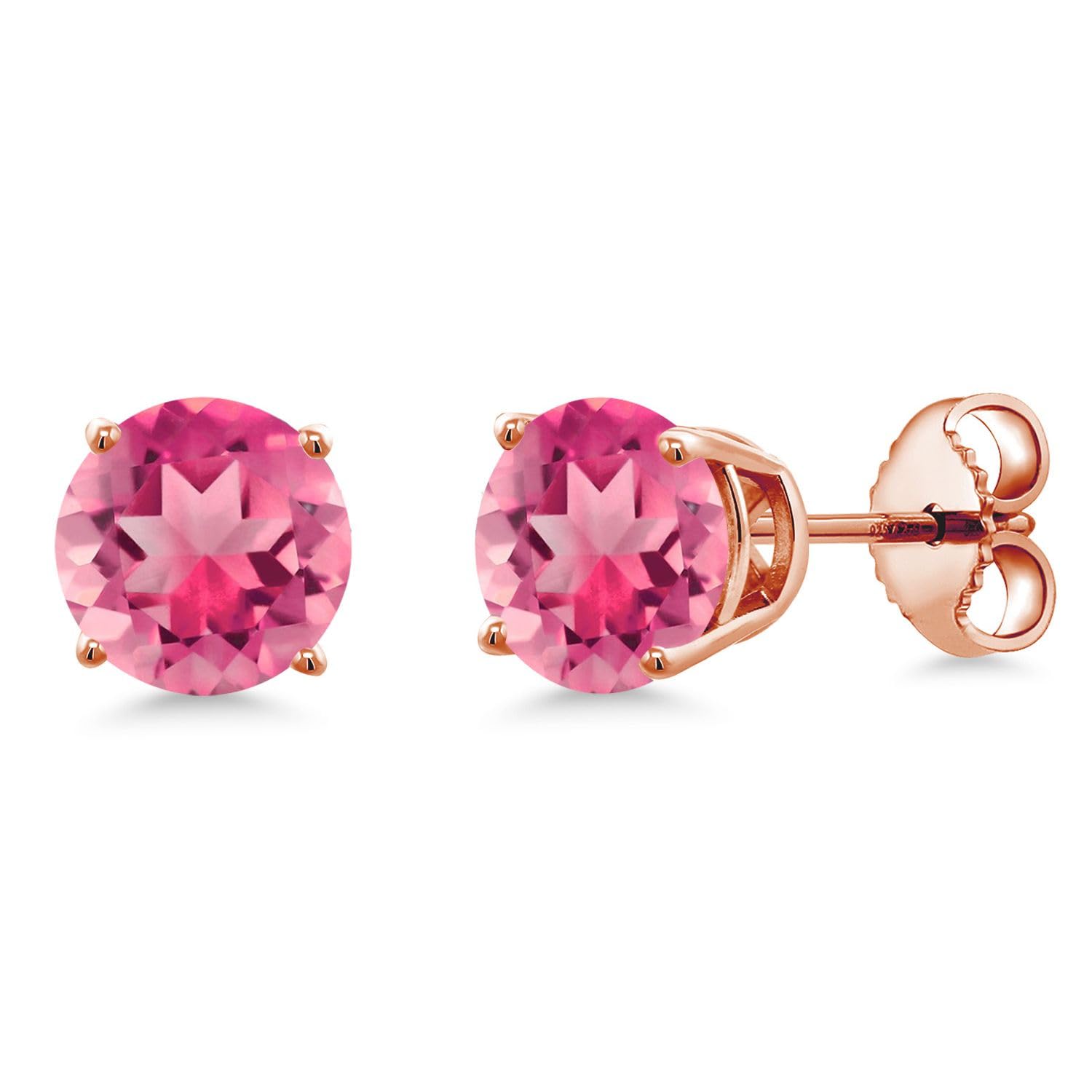 Gem Stone King 18K Rose Gold Plated Sterling Silver 6MM Round Birthstone Stud Earrings for Women & Men | Personalized Jewelry Gift for Birthday, Anniversary & Special Occasions