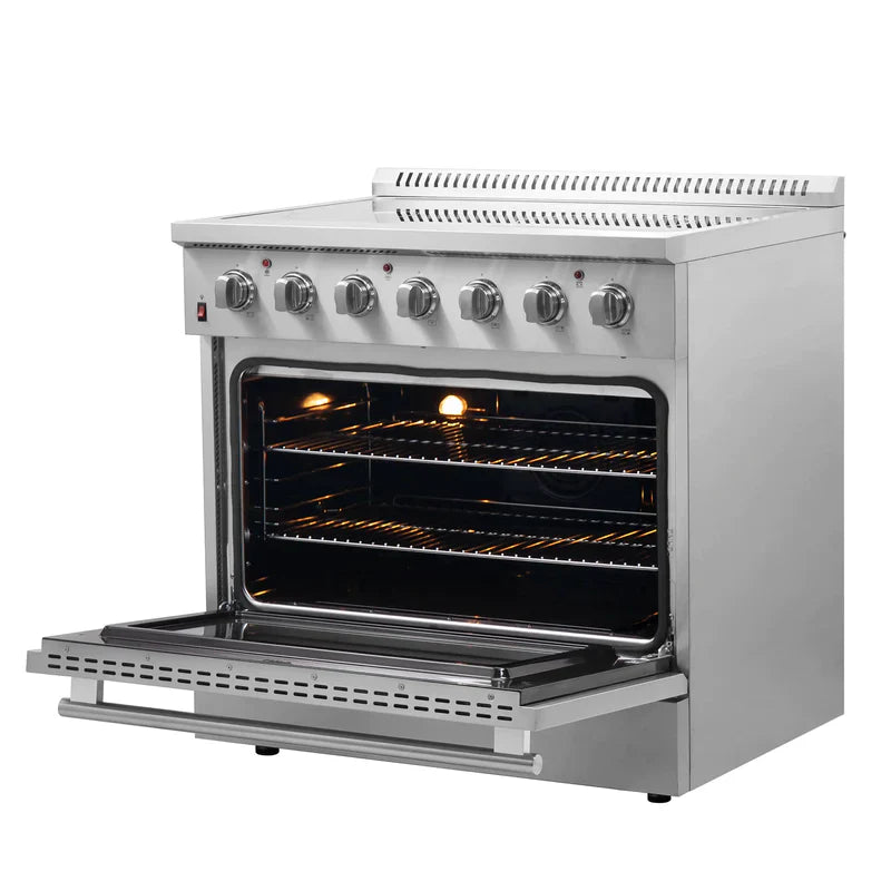 FORNO Galiano 36 Inch Electric Range with Convection Oven - Stainless Steel Built-In Stove FFSEL6083 36 - Perfect for Modern Kitchens & Home Cooking