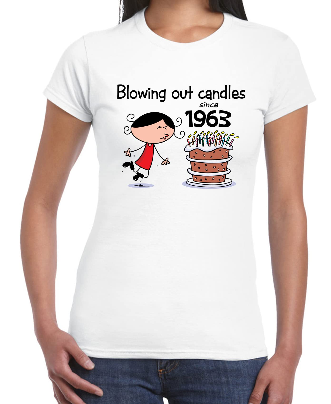 Vintage 60th Birthday T-Shirt for Women - 'Blowing Out Candles Since 1955' Funny Birthday Gift - Perfect for Milestone Celebrations & Party Outfits
