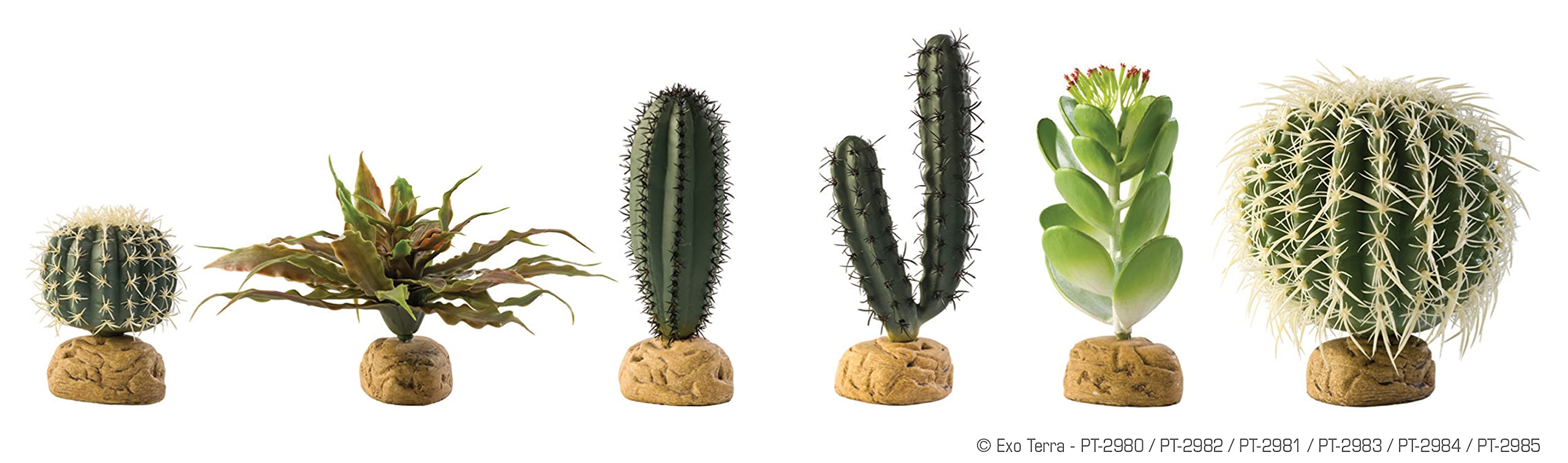 Exo Terra Barrel Cactus Terrarium Plant - Medium Size Artificial Desert Succulent for Reptile Habitat & Home Decor