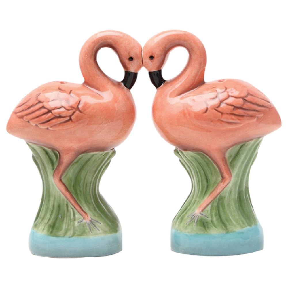 Flamingo Ceramic Salt and Pepper Shakers Set - Elegant Kitchen Tableware for Dining, Cooking & Home Decor