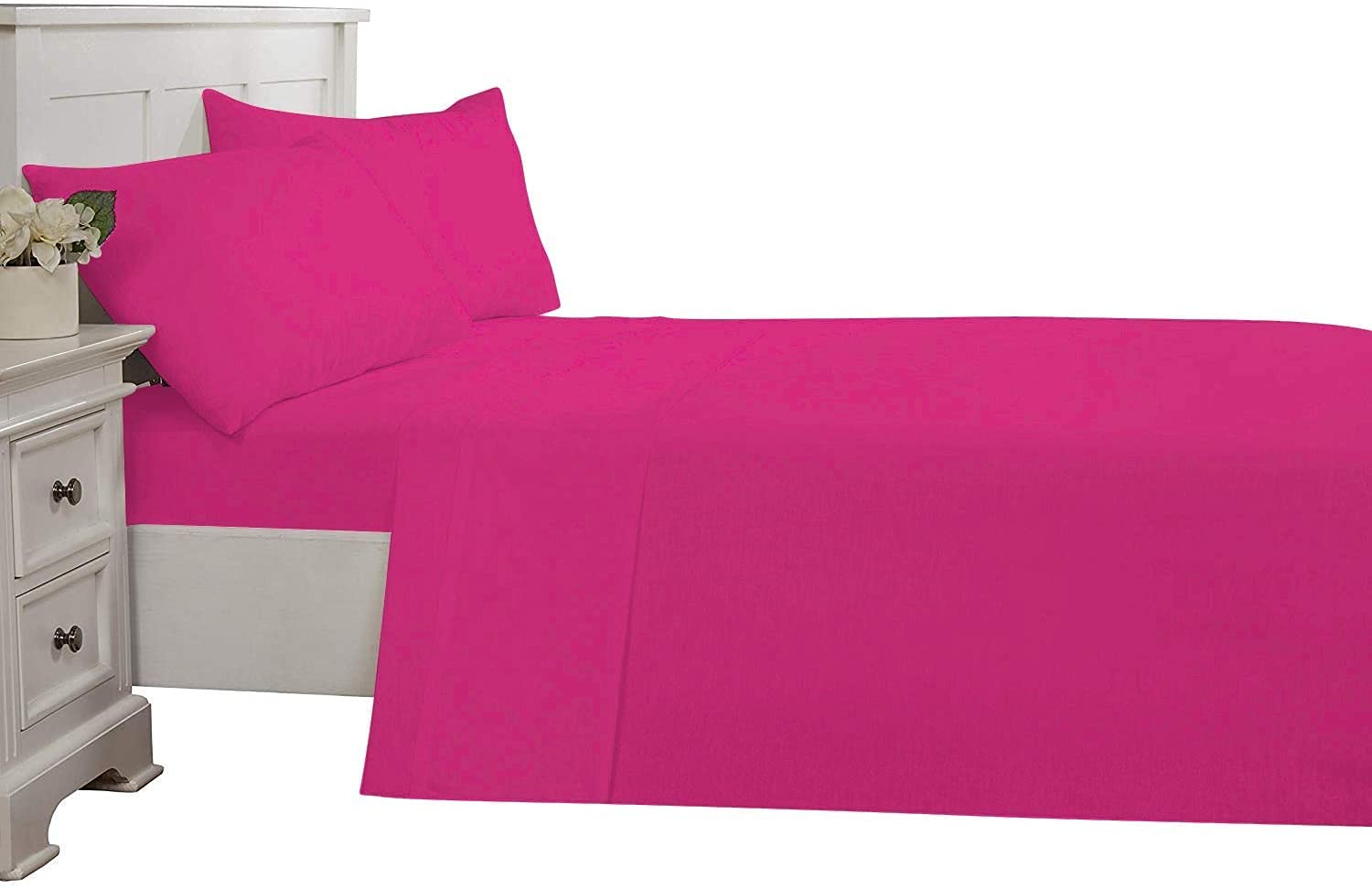 5-Piece California King Bedding Set - Hot Pink Pinch Pleated Comforter & Sheet Set | Luxury Bed in a Bag for Master Bedroom & Guest Room Decor
