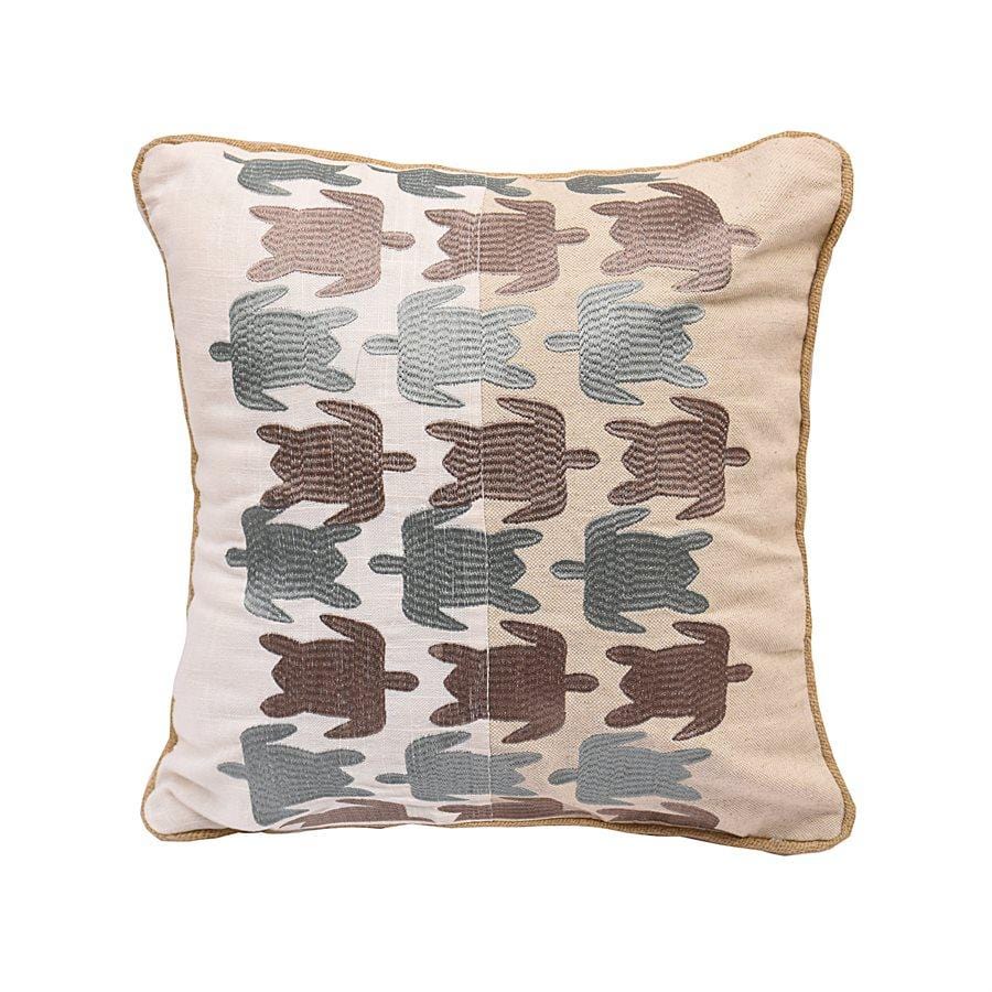 Turtle Embroidered Linen Throw Pillow - Soft Decorative Cushion Cover for Sofa, Bed, Living Room & Nursery Decor