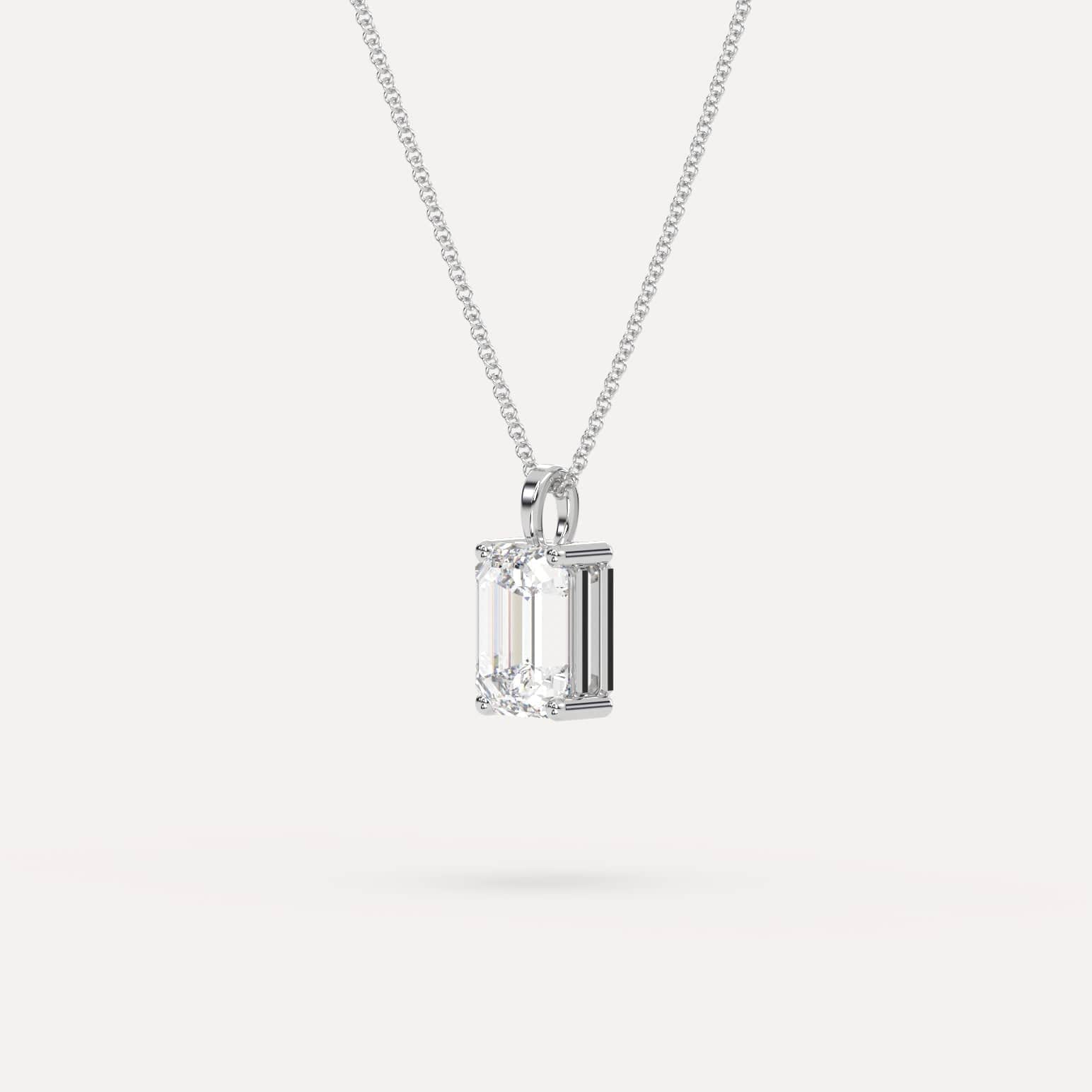 2 Carat Emerald Diamond Pendant Necklace for Women - 14K Gold Solitaire Jewelry Gift for Anniversary, Birthday & Valentine's Day - Elegant Necklace for Special Occasions & Evening Wear