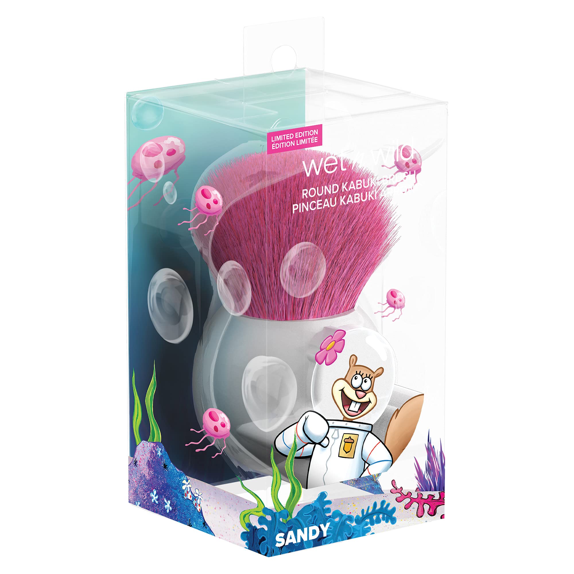 Wet n Wild SpongeBob Squarepants Kabuki Brush #1114237 - Soft Round Foundation & Cheek Makeup Brush for Blending & Contouring | Perfect for Everyday Makeup & Cosplay Looks