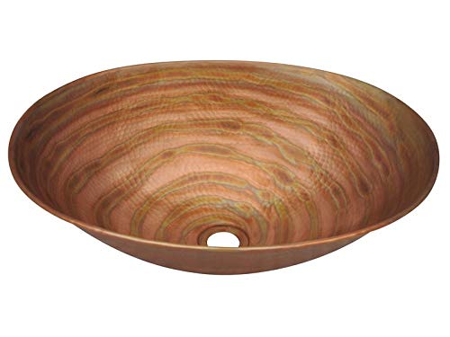 COVSW-19-MA Matte Black Copper Oval Vessel Sink - 6 x 14 x 19 Inches - Modern Bathroom Vanity Sink for Contemporary Home Decor