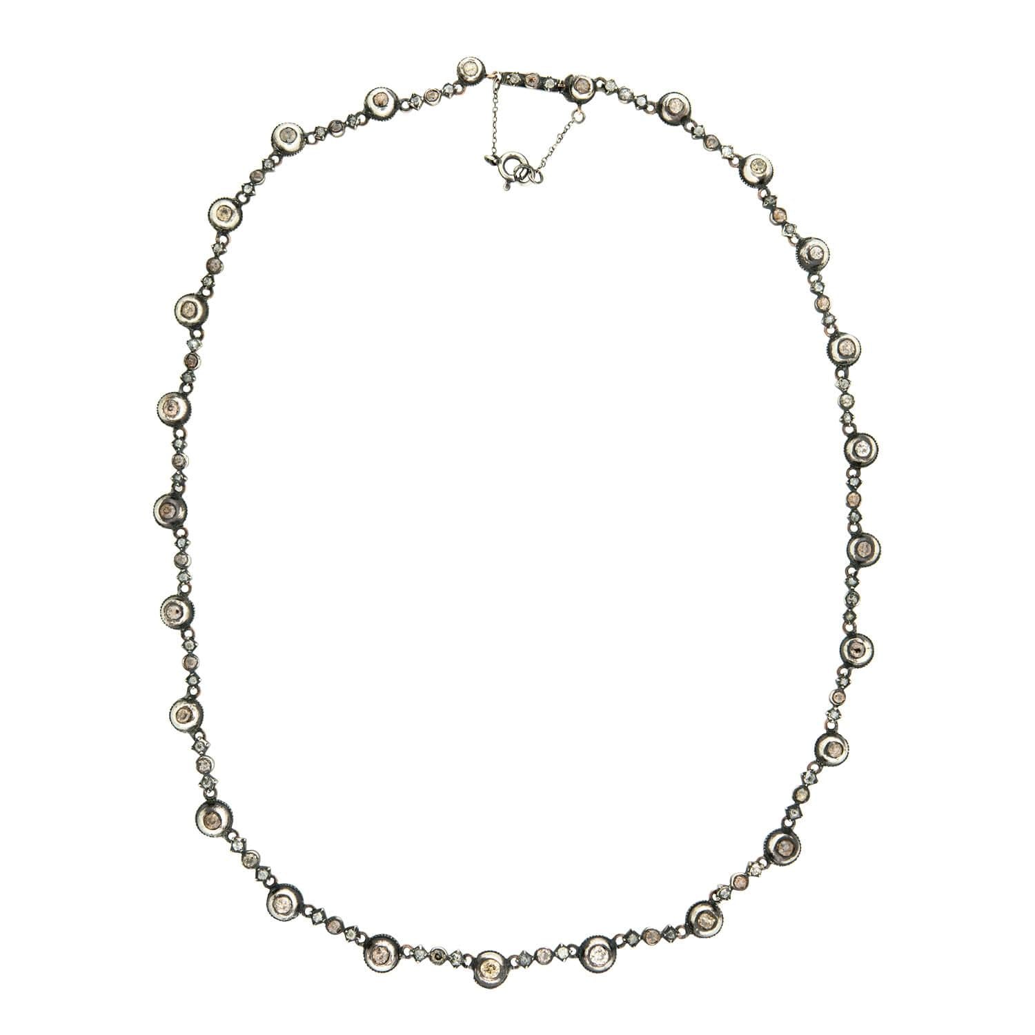 Victorian Style 14K Gold & Sterling Silver 7ctw Natural Fancy Color Diamond Riviera Necklace - Elegant Jewelry for Weddings, Anniversaries & Special Occasions