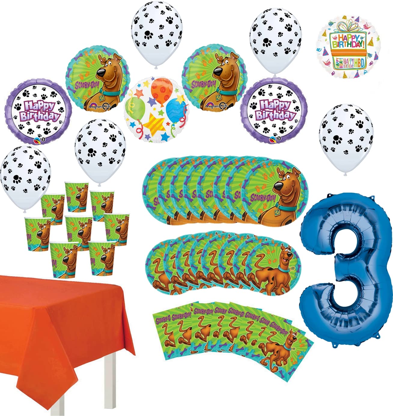 Scooby Doo Party Supplies for 3rd Birthday - 8 Guest Table Decorations & Balloon Bouquet Set - Perfect for Kids Birthday Party, Baby Shower, and Themed Celebrations