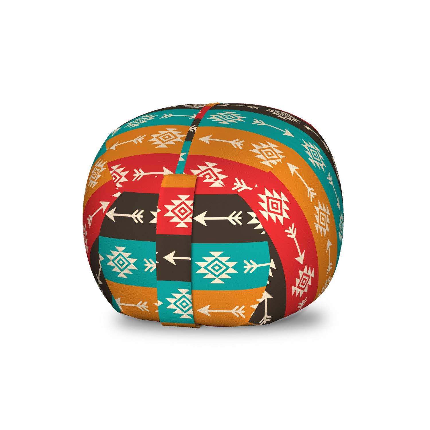 Ambesonne Aztec Toy Storage Bag Chair - Colorful Ethnic Pattern, Washable Stuffed Animal Organizer, Small Multicolor for Kids' Room, Playroom & Dorm Decor
