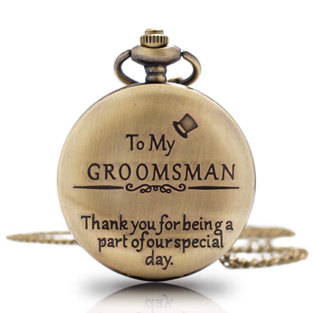 Engraved Best Man Pocket Watch with Chain - Bronze Groomsmen Gift for Wedding, Best Man Gift for Men - Perfect for Weddings, Anniversaries & Special Occasions