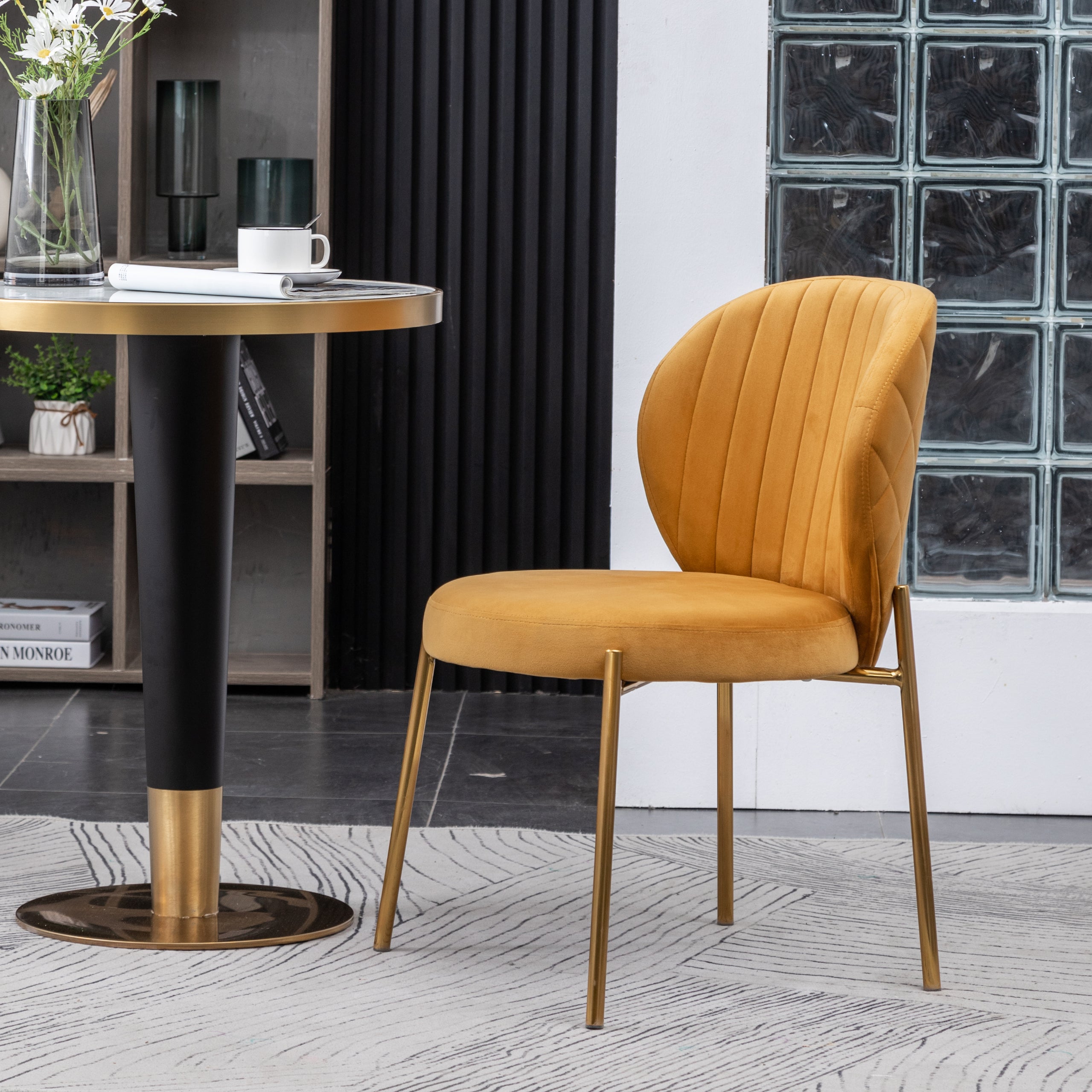 Roundhill Furniture Amoa Contemporary Velvet Upholstered Dining Chairs Set of 2 - Modern Kitchen & Dining Room Seating for Home & Restaurant