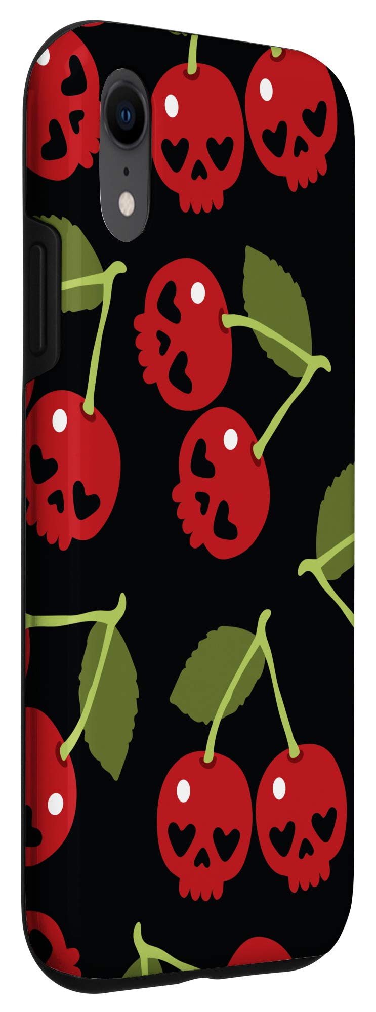 iPhone XR Case - Creepy Cute Cherry Skull Pattern Protective Cover | Trendy Phone Accessory for Halloween, Gothic Style & Unique Fashion Statement