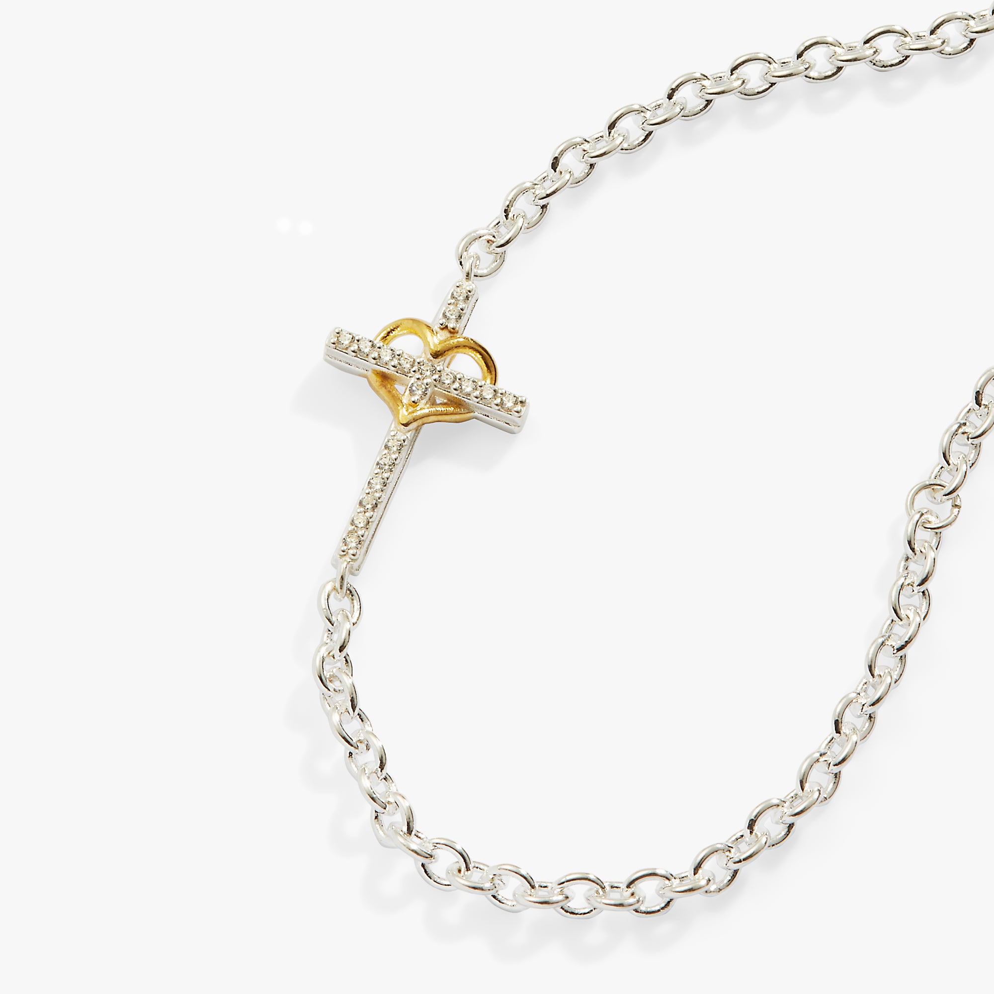 Cross and Heart Bracelet - Sterling Silver Religious Jewelry for Women - Perfect for Church, Weddings & Everyday Faith-Based Fashion